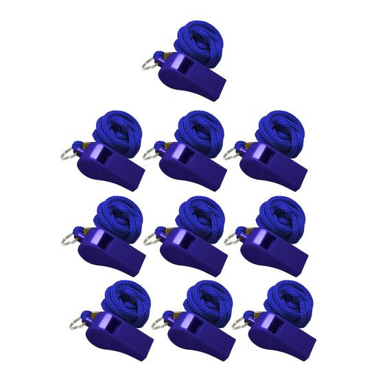 10 шт. пластиковых свистков со шнурками, громкие спортивные свистки для судей с горошиной для тренеров, для использования в экстренных ситуациях, запасной свисток для тренеров