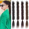 Synthetic Ponytail Extensions Black Natural Braided Ponytail Hairpiece Long Straight Rubber Band Hair For Women