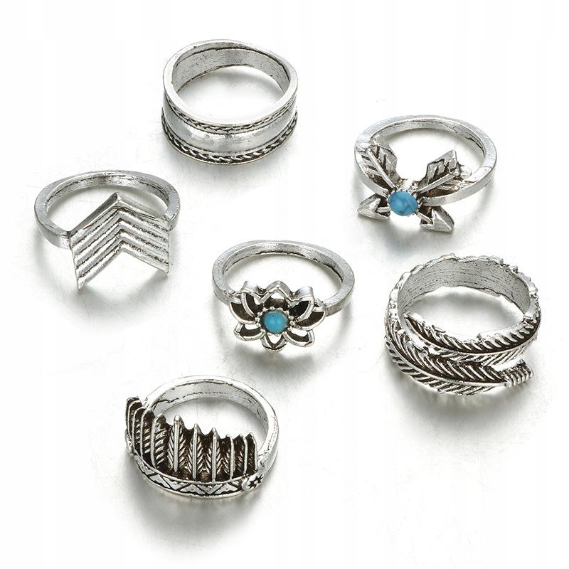 Silver Retro Punk Boho Ring Set 08