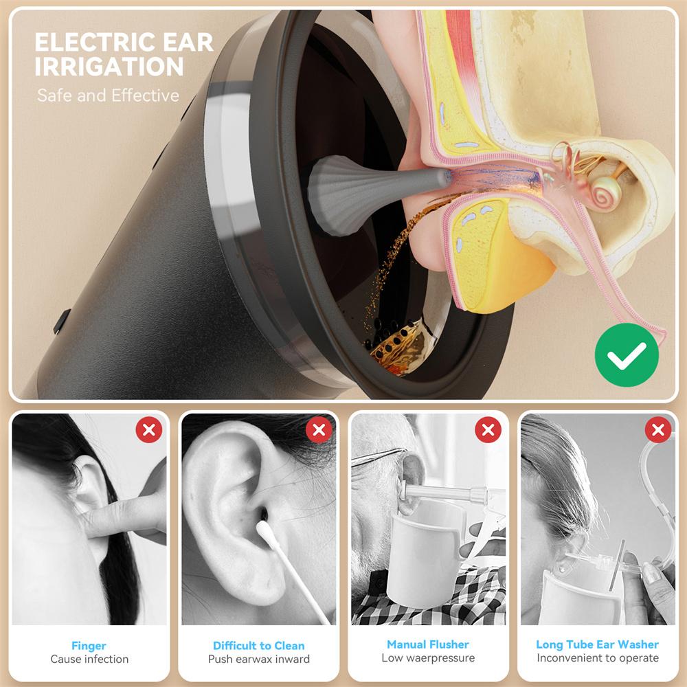 Rechargeable Ear Cleaner for Removing Earwax Integrated Dry and Dirty Storage Replaceable NozzleVisual Sewage Recovery Window