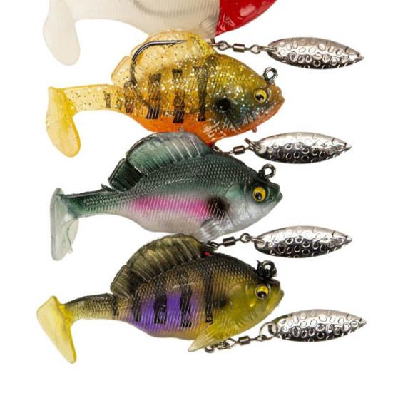5 шт. 6 см/10,5 г приманка для прыгающей рыбы с вращающимся лезвием, крючком без водорослей, лопастным хвостом, искусственная приманка для соленой воды, пресноводного судака, окуня, рыболовные принадлежности