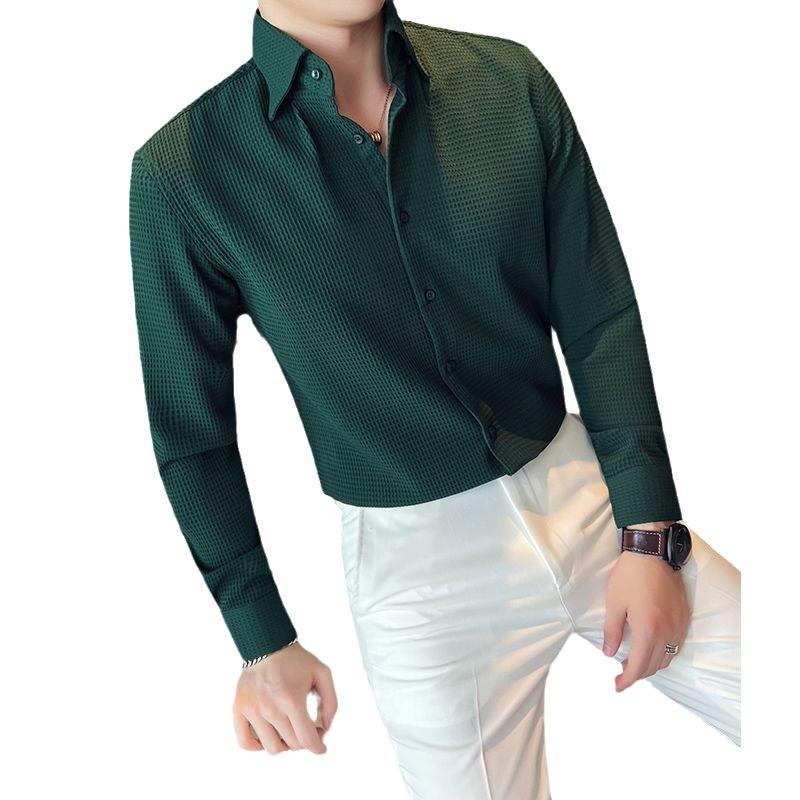 Мужская рубашка Slim Fit Business с длинным рукавом на весну и осень