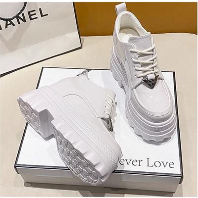 Модные женские туфли на каблуках 11 см с толстой подошвой в британском стиле со шнуровкой, осень 2024 г., черные туфли Мэри Джейн на высокой платформе и танкетке из кожи