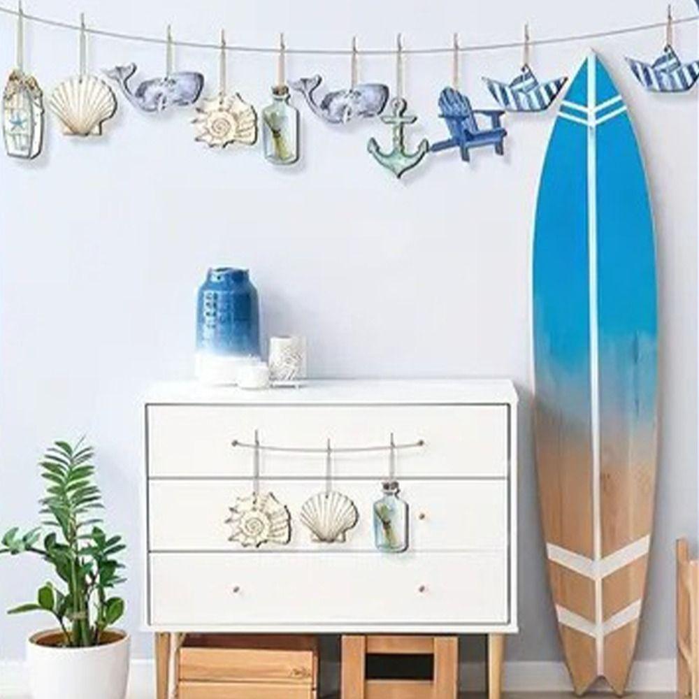 24pcs Cartoon Sea Animals Hanging Pendant Wooden Sea Life Ornaments Cafe Bar