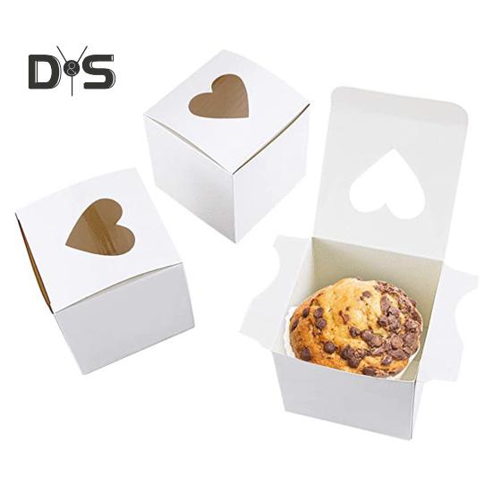 10 шт. прочная упаковочная коробка для выпечки, прочная, практичная, для свадебного торта ко Дню святого Валентина, с окошком в форме сердца