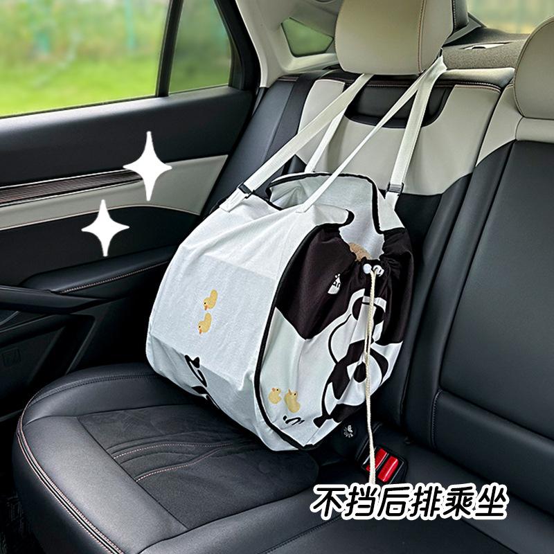 Car storage bag cute panda car seat back hanging multi-purpose car sundries bag storage hanging bag