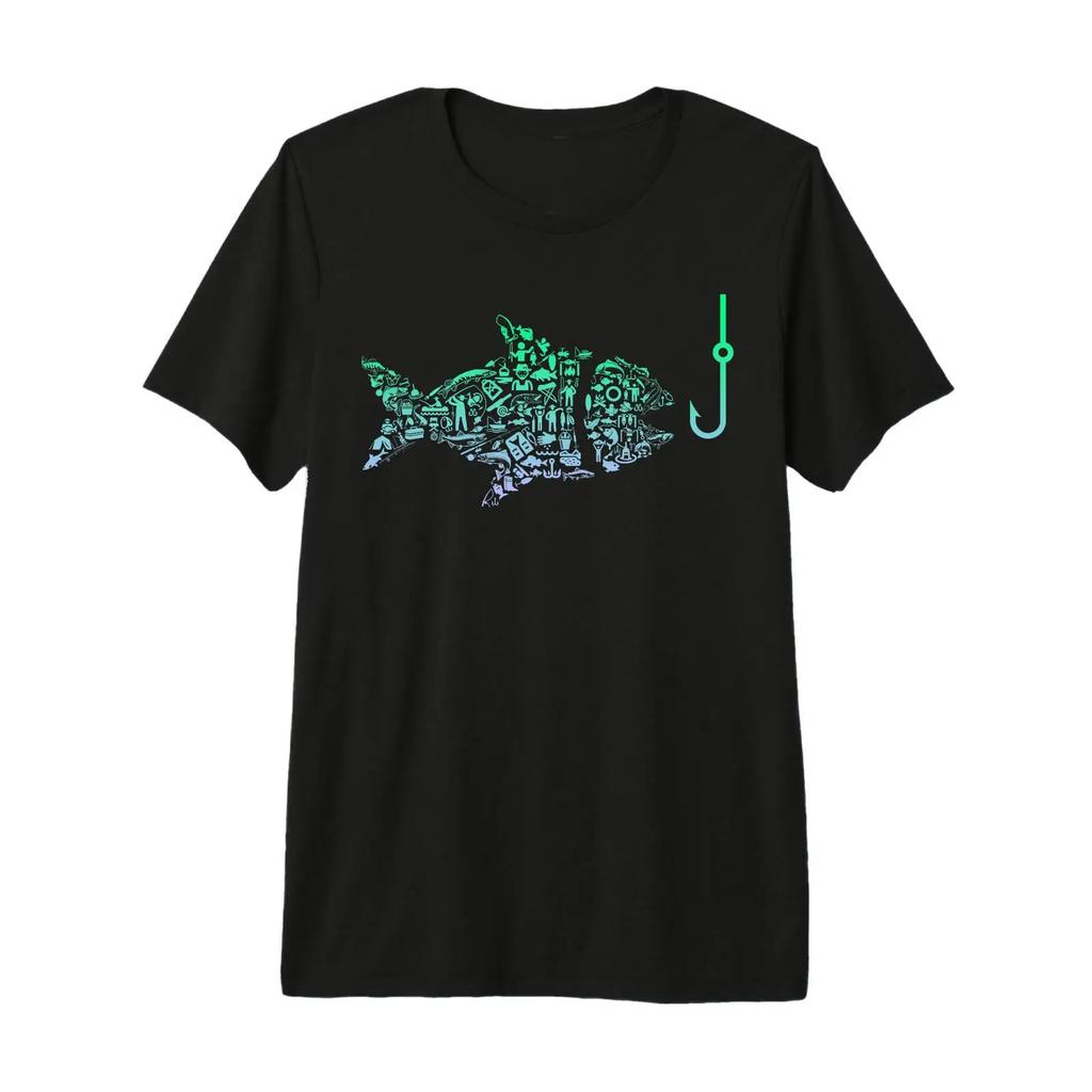Cool Fish Hook Silhouette Angler Gear Youth Fishing Premium Tri Blend T Shirt Vintage Washed Breathable Fashion Streetwear