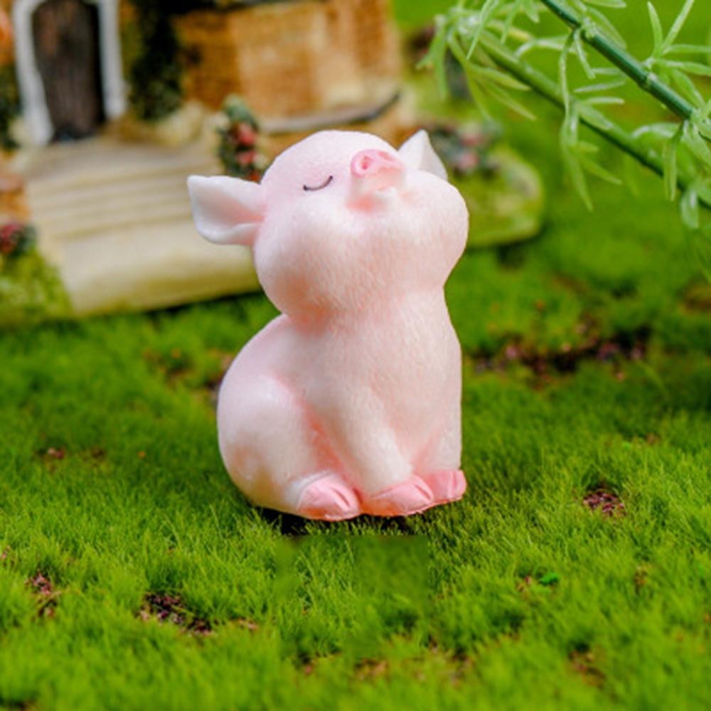 8pcs DIY Animal Statue Pink Pig  Model Dollhouse Accessory Micro Landscape Decoration Resin Craft Pig Miniature