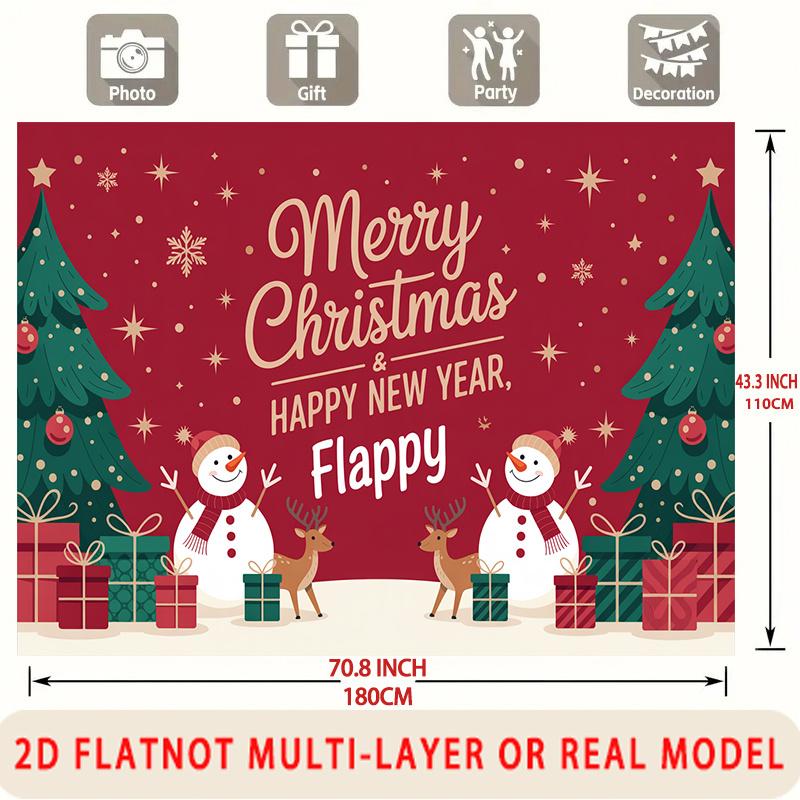 Party Backdrop New Year Christmas Flat Merry Flappy Snowman Deer Tree Multi Photo Booth Decor Front Door Decor