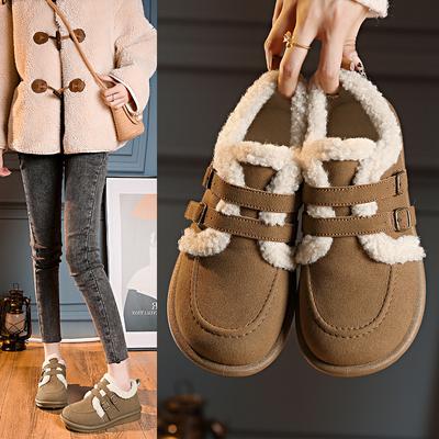 Обувь Мао Мао женская обувь ins2025 женская повседневная обувь зимняя на толстой подошве теплая нескользящая плоская хлопковая обувь BN5805