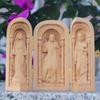 Catholic Wooden Statue Jesus Sculpture Handicraft Pray Wood Christian Figurine for Centerpiece Desk
