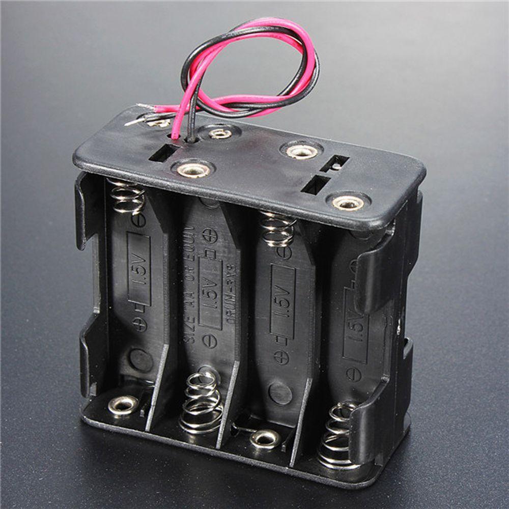 Box with Wire Lead Plastic Battery Clip Slot Battery Case Batteries Stack Battery Holder Box