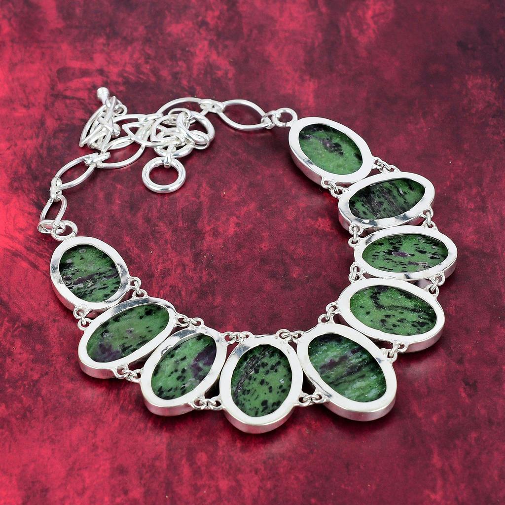 Ruby Zoisite Necklace Gemstone Jewelry, 925 Solid Sterling Silver Handmade Adjustable Chain Necklace, Latest Design Jewelry