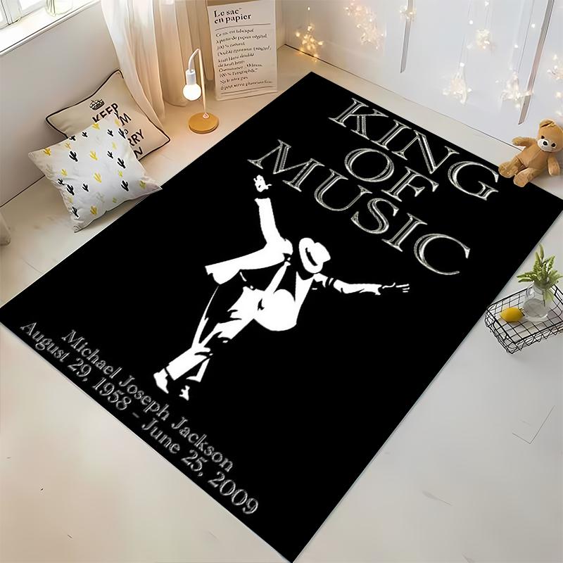 "King of Music Black and White Art Rug" Non-slip rug suitable for living room and bedroom sofas sofas.