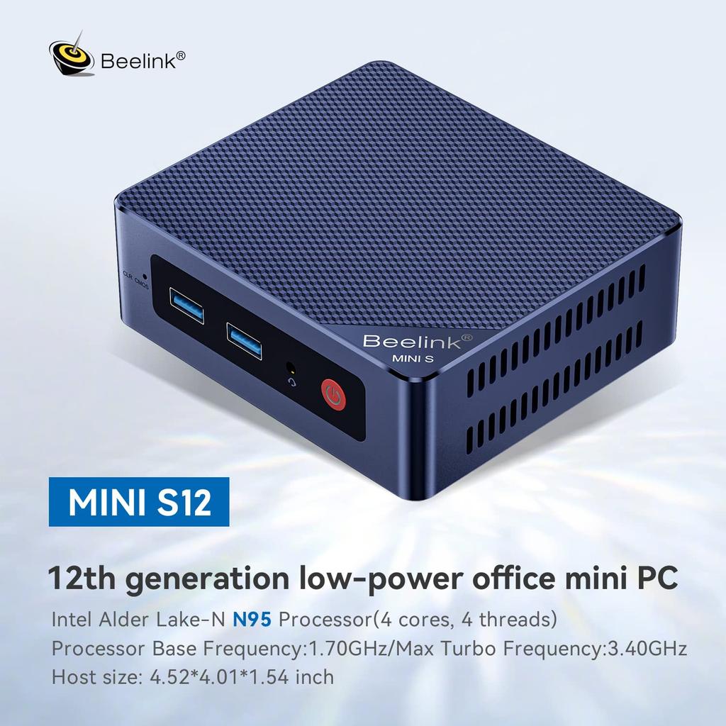 Mini Beelink MINI S12 Mini Intel Alder Up To 16GB RAM 500GB SSD Business Mini Desktop Dual On PC, PC, Lake-N95 Processor, 3.40GHz, PC, HDMI/WiFi 5/BT