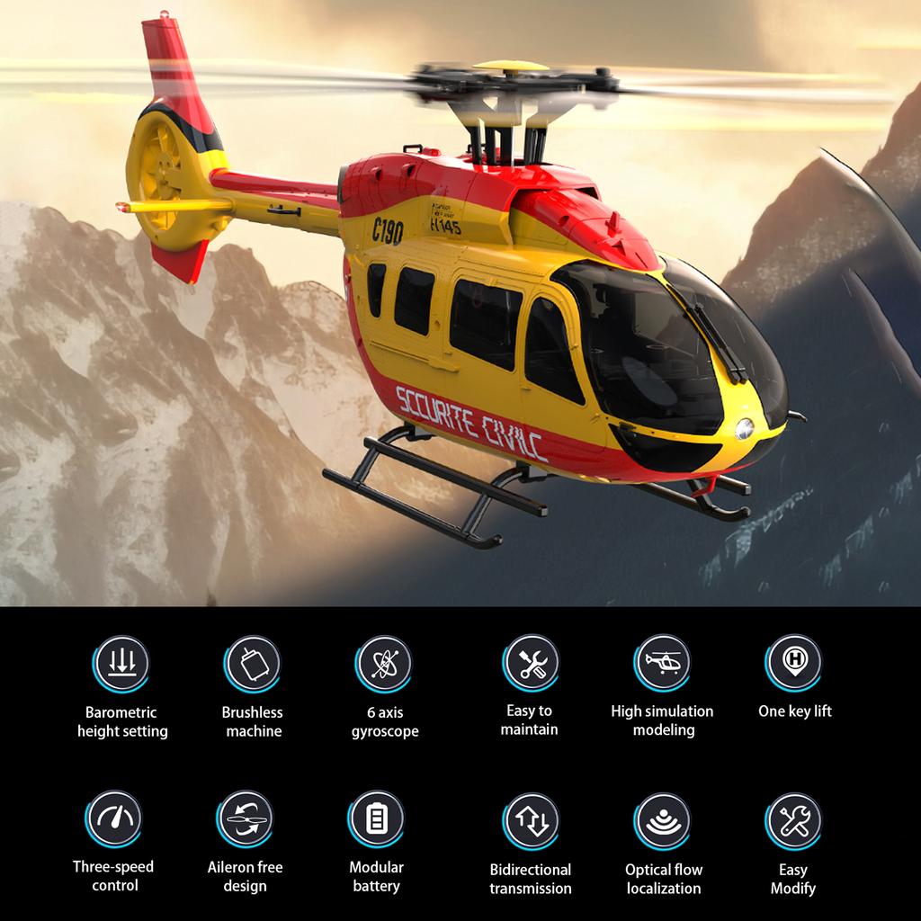 Вертолет с дистанционным управлением, двумя бесколлекторными двигателями 2,4 ГГц, 4 канала, один пропеллер, свободные элероны