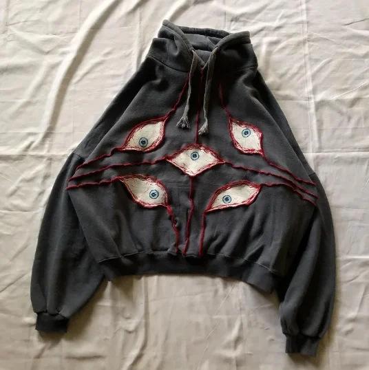 Y2K Demon Eye Series Cotton Hoodie 90s Retro Pattern Printed Top l Sweatshirt
