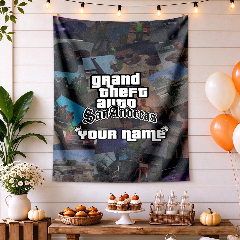Gta Personalized Name Tapestry Multi-purpose Tapestry Smooth Polyester Ideal for Dorm Room Multi-purpose for All Occasions