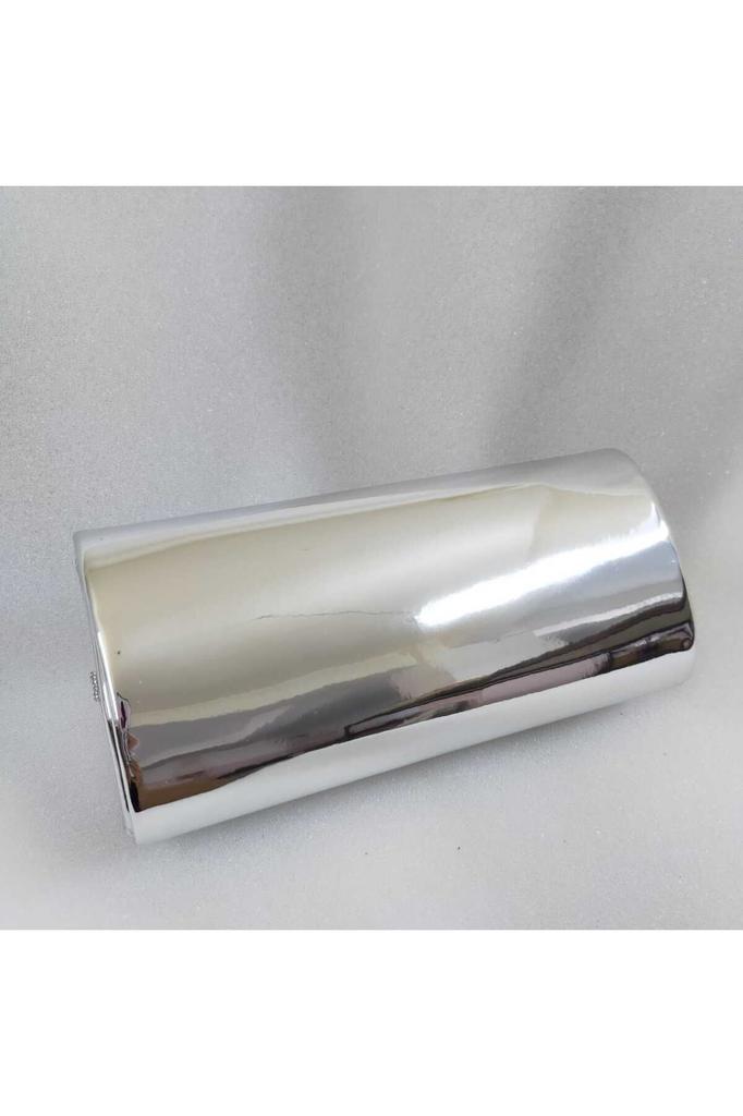 Women's Stylish and Useful Evening Dress Bag Silver Lame Shiny Silver Stone Evening Bag