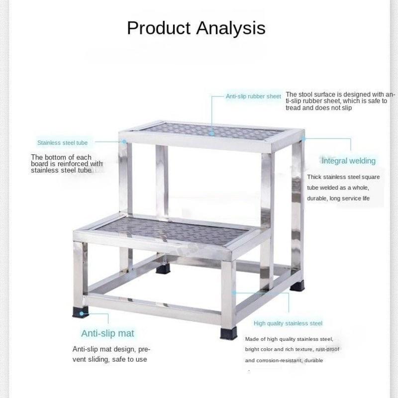 Нержавеющая сталь одинарная двухслойная подставка для ног лестница бытовая внутренняя двухступенчатая лестница больничная маленькая лестница стремянка табурет