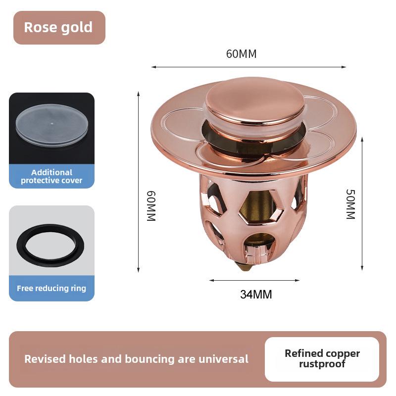 Универсальный латунный всплывающий сливной клапан для раковины, герметичный