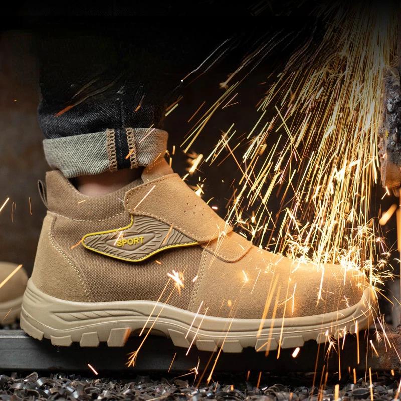 Anti Smashing and Anti Piercing Suede Safety Shoes Men's Steel Toe Cap Protection Work Shoes Fashion Platform Zapatillas Hombre