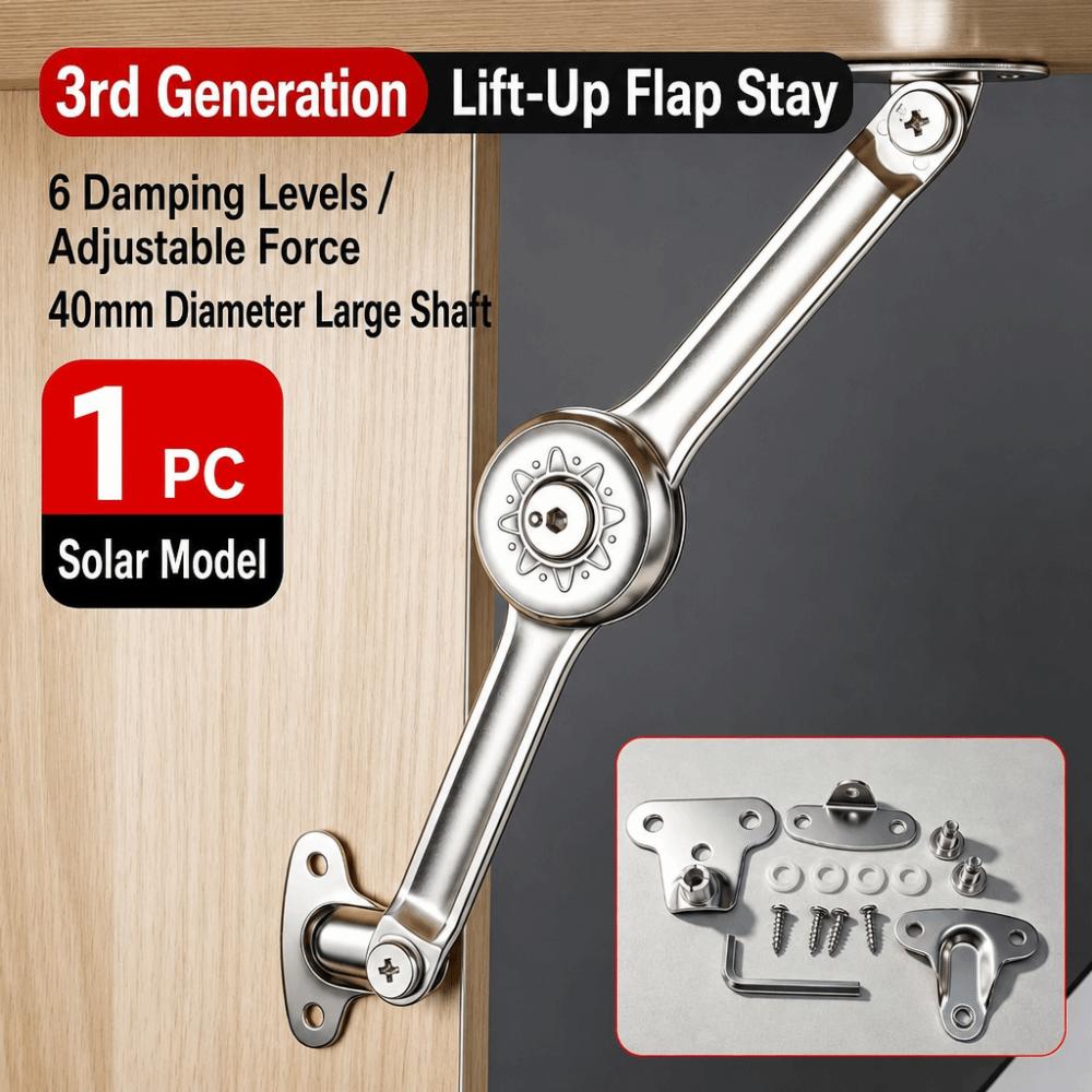 Satin Nickel Finish Folding Lid Stay Soft Close Mechanism Cabinet Door Hinge For Drawer Window