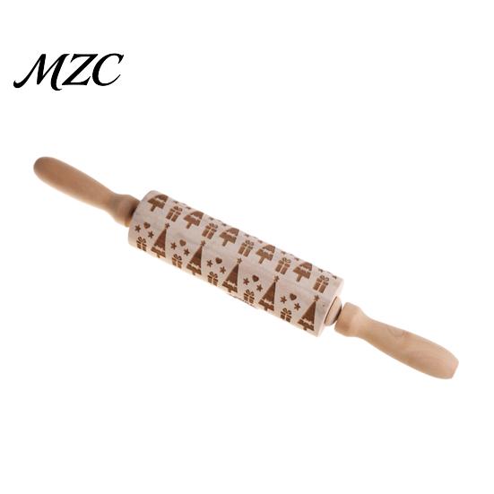 Engraved Pastry Roller for Christmas Pattern Rolling Pin, Non-slip Wooden Handle Dough Embossed Pin Roller, Decorative Kitchen Tool Baking Cookies