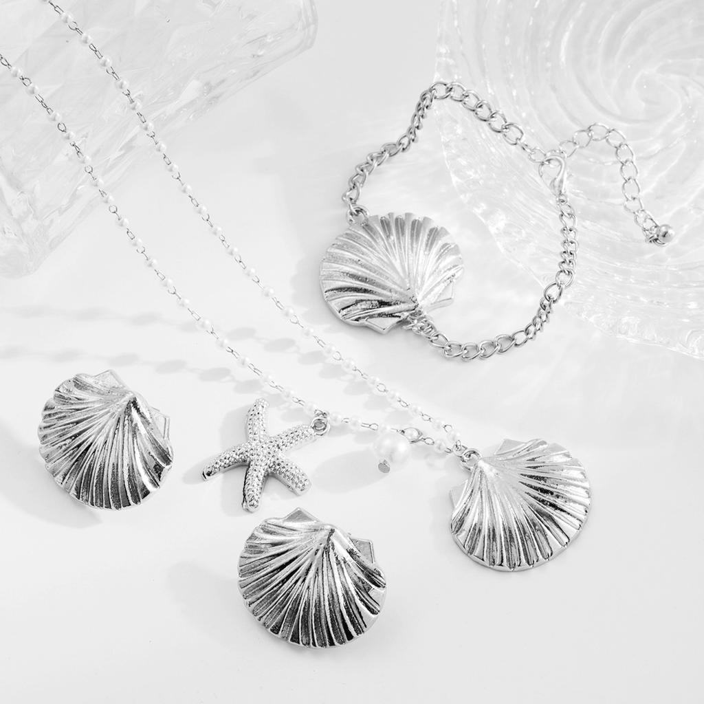 Tooxika Ocean Series Pearl Necklace Extravagant French High Feeling Starfish Shell Collarbone Chain