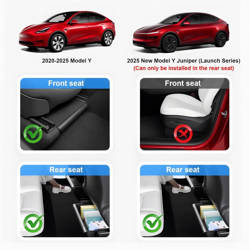 For Tesla Model Y 2020-2024 Juniper 2025-2026 Under Seat Storage Box Car Interior Accessories Drawer Type Organizer Lower Box