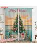 2pcs, plane printing Print Curtains Tree Ocean Sea Polyester Fabric (without rod) Festive Perfect for Bedroom & Living Room,