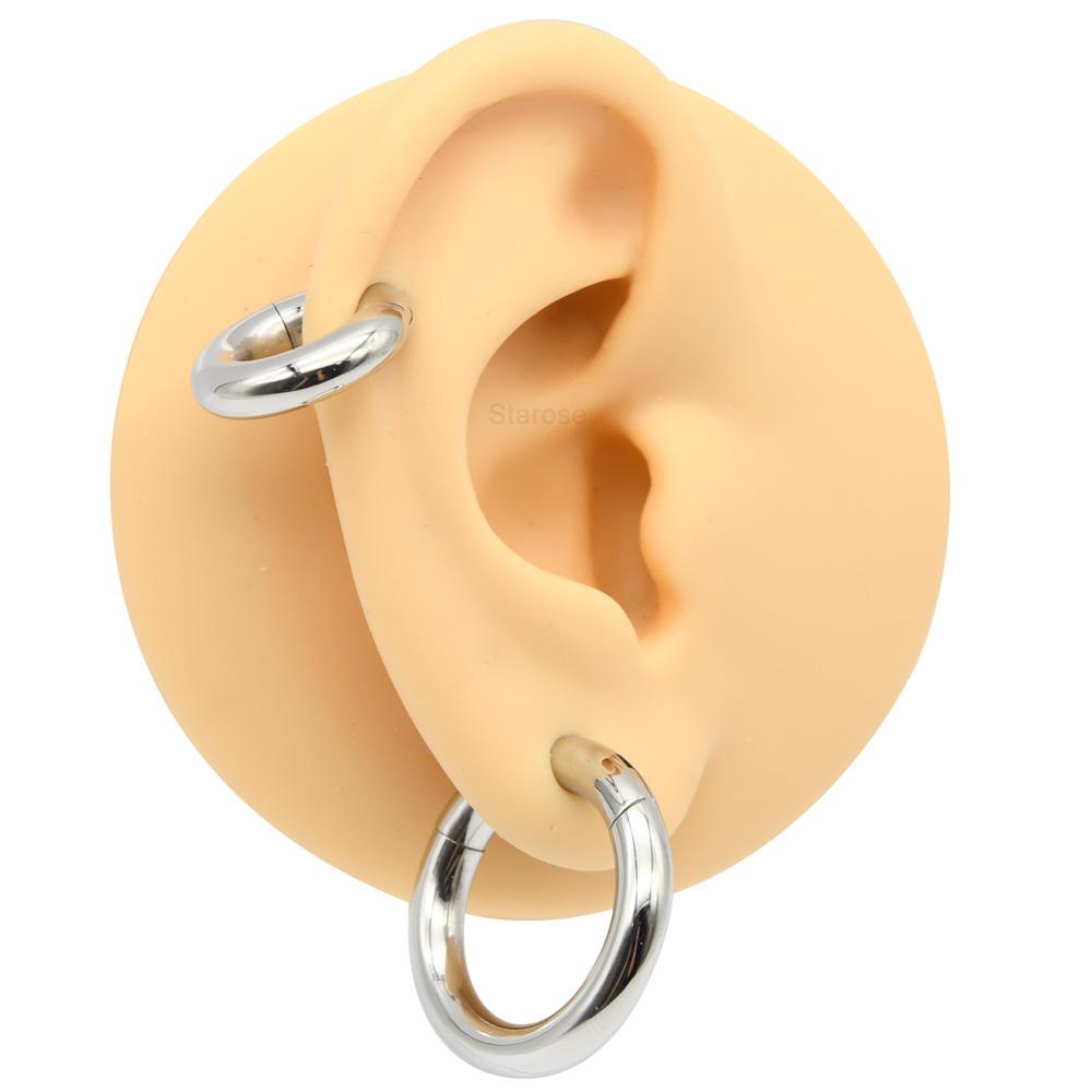 Smooth Hinged Stainless Steel Segment Hoop Ring 00G Large Size Septum Clicker BCR PA Piercing Nose Ring Ear Stretcher Weights