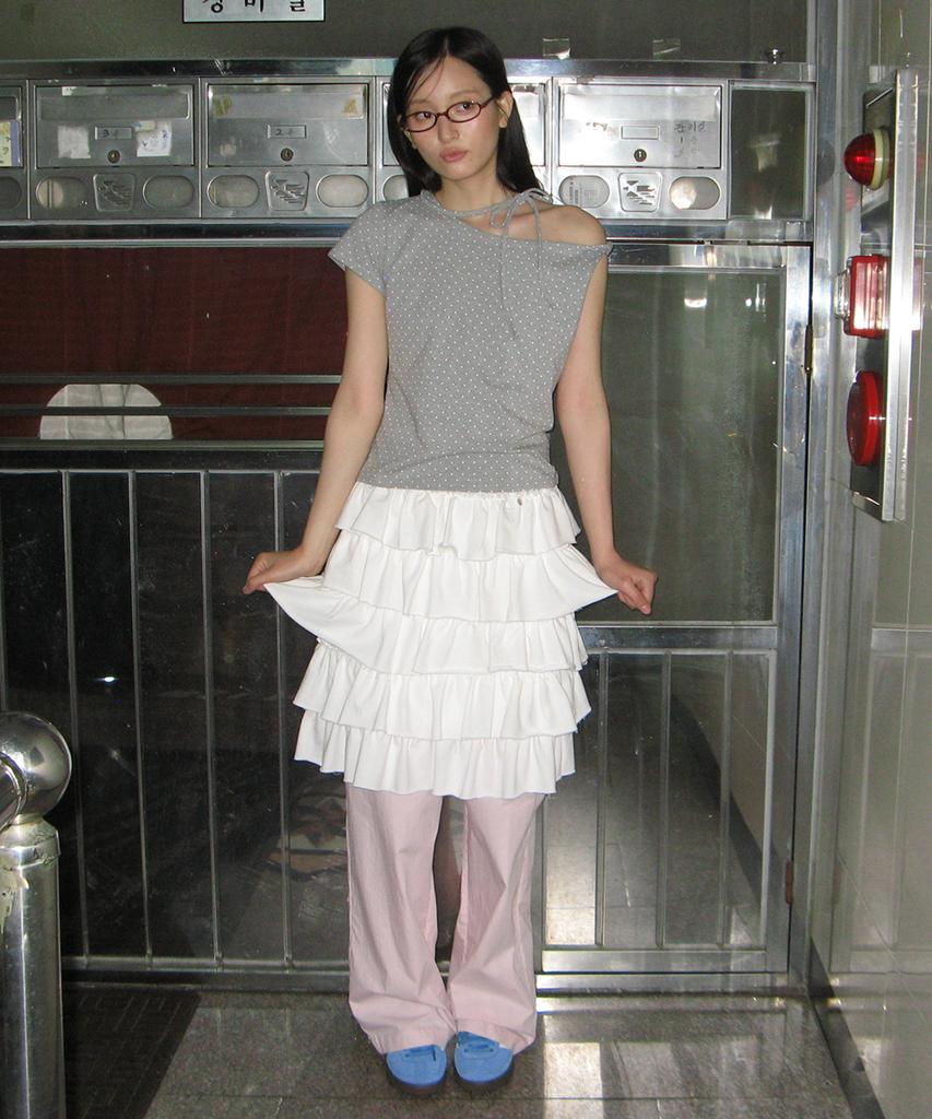 Ronron Cancan Tiered Midi Skirt White