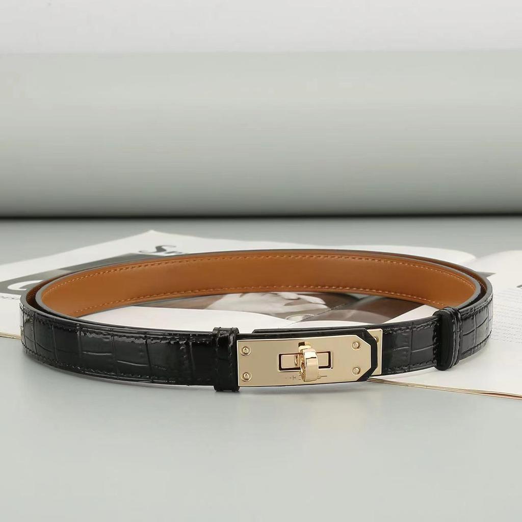 Women's Adjustable Genuine Leather Alligator Pattern Belt