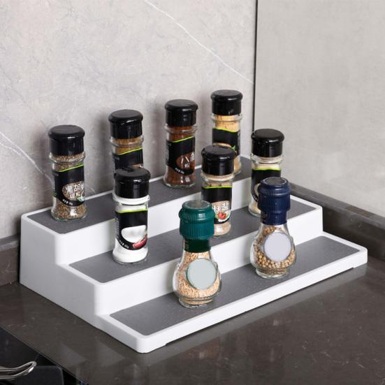 Spice Rack Organizer Standing Space Saving Easy To Clean 3-Tier Non-slip Kitchen Storage Racks for Pantry