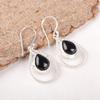 Black Onyx Cab Gemstone Jewelry, 925 Sterling Silver Earrings, Bohemian Onyx Silver Earrings For Thanksgiving Gift