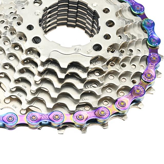 SUMC Multi-Colored SX9/10/11/12/13 Speed Hollow Semi-Hollow Magic Buckle Road Bike MTB Compatible 116/126 Bicycle Chain