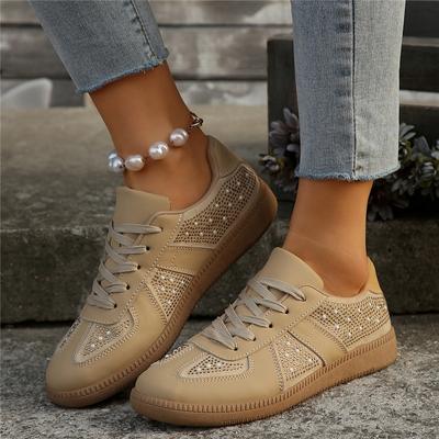 Большие размеры женской обуви модные кроссовки с кристаллами для отдыха на открытом воздухе дышащие повседневные кроссовки для бега для ходьбы спортивные фитнес-обувь из вулканизированной ткани