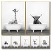 Modern Animals Poster Lion Tiger Elephant Giraffe Pictures Decorative Paintings Canvas Wall Art Bathroom Home Decor Black White