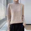 Women's High Collar Solid Color Loose Slimming Knit Pullover – 100% Pure Wool Base Layer Top for Autumn and Winter