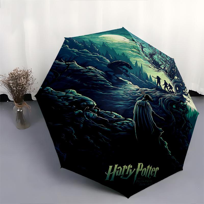 1pc Harry Potter and the Prisoner of Azkaban Pattern Automatic 3-Fold Umbrella, 8 Iron Frames, High-Value Folding Umbrella, Suitable for Office,
