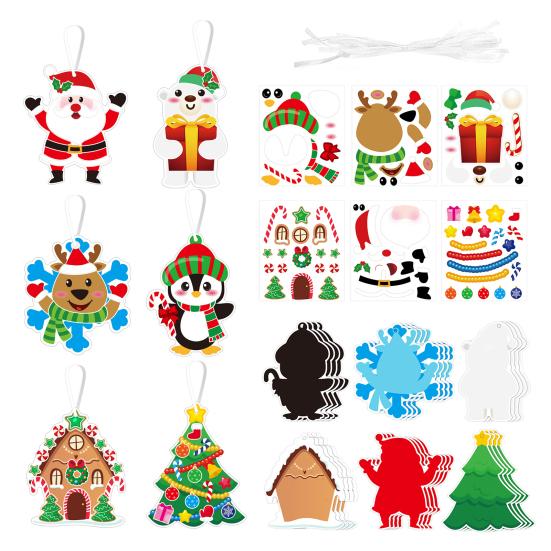 24Pcs DIY Christmas Tree Craft Kit for Kids Art Making Craft with Stickers Make Your Own Christmas Bookmark Xmas Party Favors for Game Activities