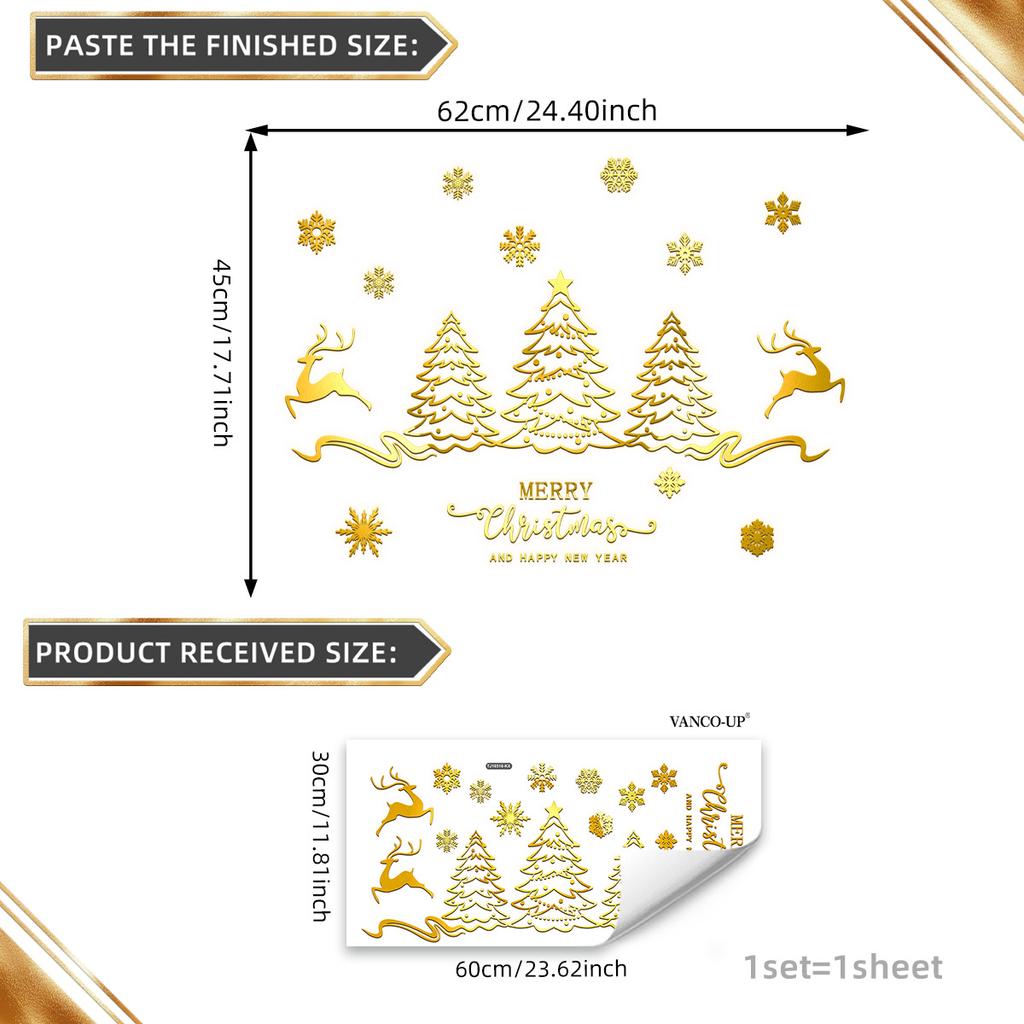 Tj16516 Hand-Painted Merry Christmas Bronzing Wall Sticker Holiday Decoration Children'S Room Bedroom Background Self-Adhesive Sticker