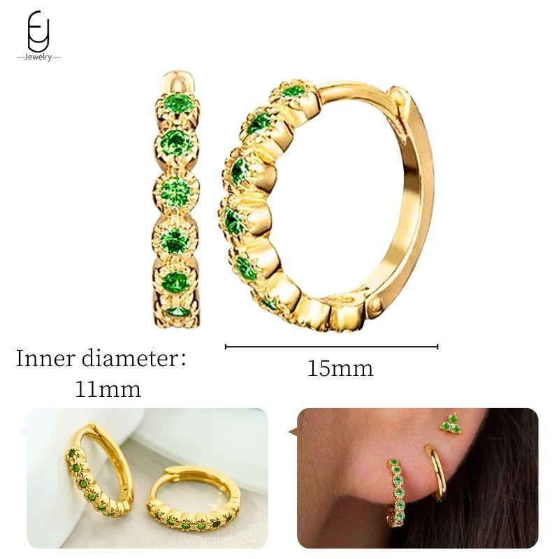 Серьги из стерлингового серебра 925 пробы с зеленым цирконом, золотые серьги-кольца в форме сердца для женщин, изящные пусеты, роскошные ювелирные изделия, подарки