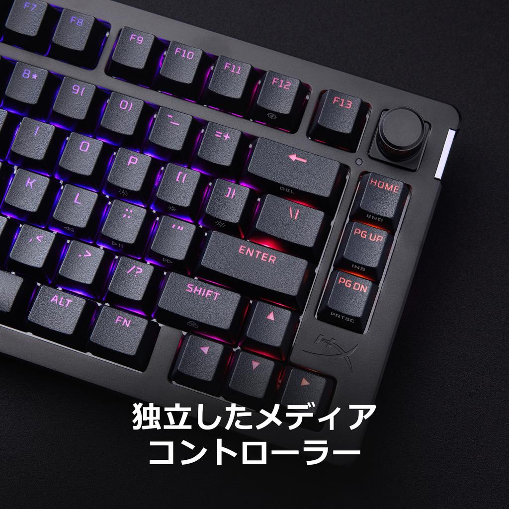 HYPERX Игровая клавиатура Alloy Rise 75, японская раскладка, механические линейные переключатели, медиаконтроллер, конструкция Gasket Mount, горячая замена, кастомизация, 75%, 7G7A4AA#ABJ