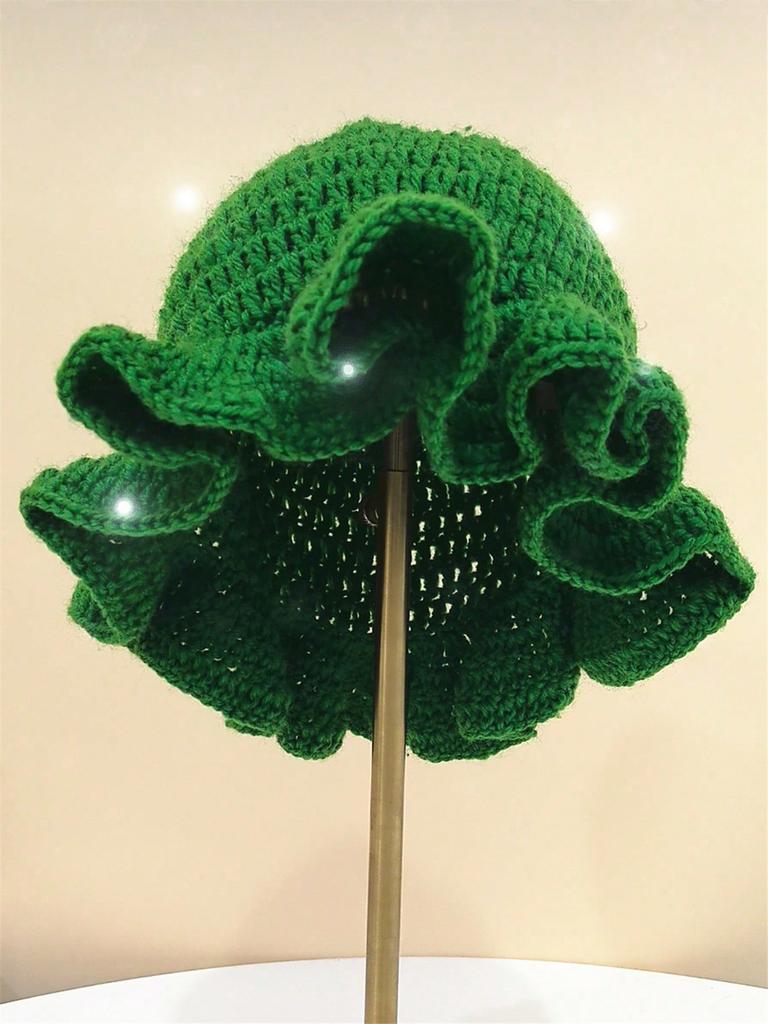 Женская осенне-зимняя уличная мода, уникальная вязаная шапка ручной работы крючком с присборенными полями, красочная шапка-бини для вечеринок, унисекс для повседневной носки, Хэллоуин