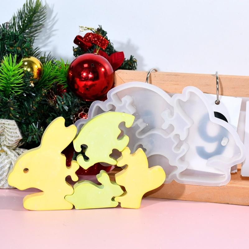 High Temperature Resistant Food Grade Silicone Easter Rabbit Mold for Handmade Craft Projects and Holiday Ornaments