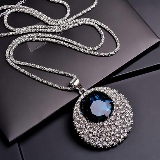 Винтажная цепочка с кулоном бренда BLUELANS NECKLACE Кулон инкрустирован кристаллами горного хрусталя