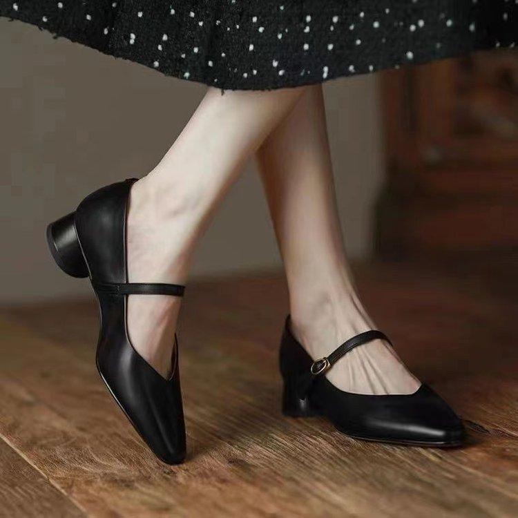 Женская обувь Туфли Мэри Джейн с острым носком и квадратным каблуком Scarpe Donna Con Tacco Туфли Лолита Туфли-лодочки Женская обувь Zapatos