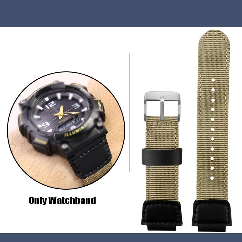 Для Casio нейлоновый ремешок W-735H AE-1200WH SGW-300/400H/500H AQ-S810W AE-1000/1300 MRW-200H Выпуклый 16 18мм Холст Силикон Ремешок для часов